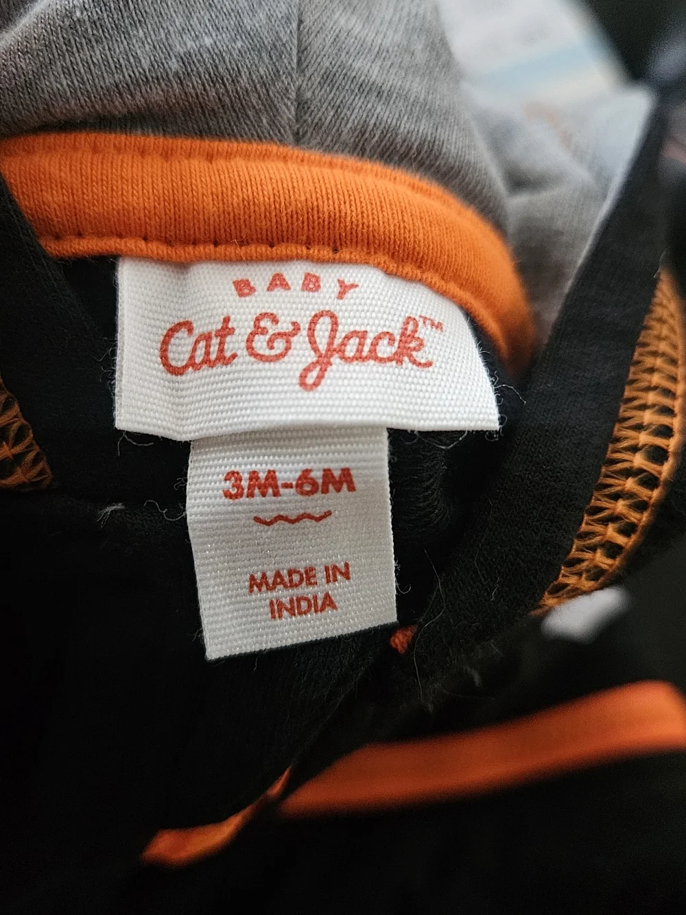 Cat & Jack Black Halloween Hooded One-Piece with Orange Zipper and Heart